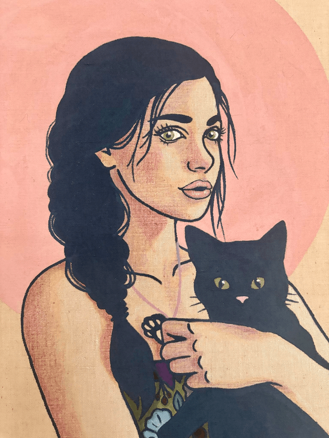 Collection 7 Vies, rose et chat noir