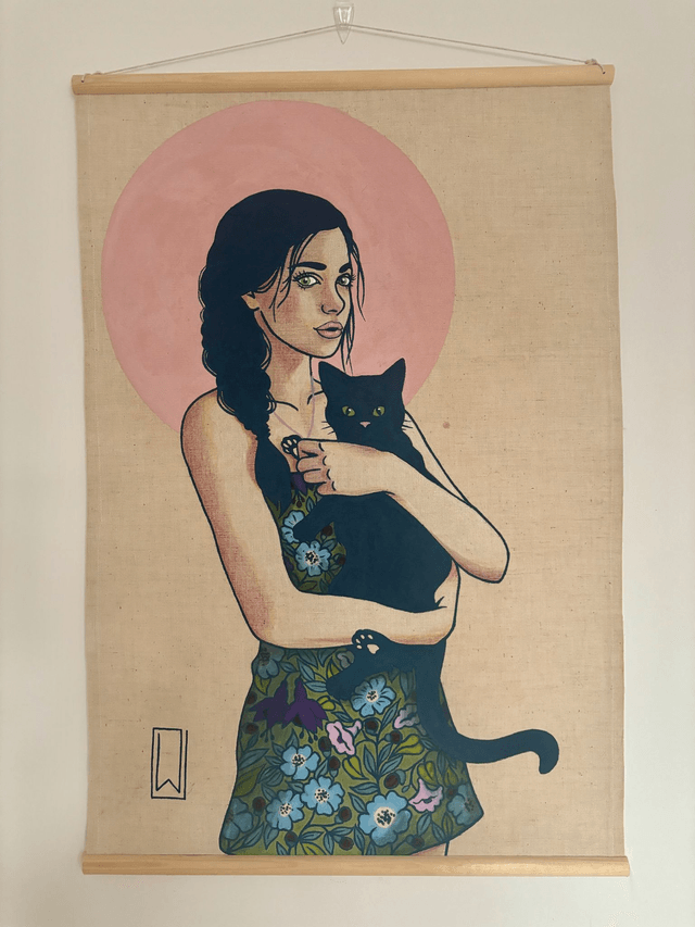 Collection 7 Vies, rose et chat noir