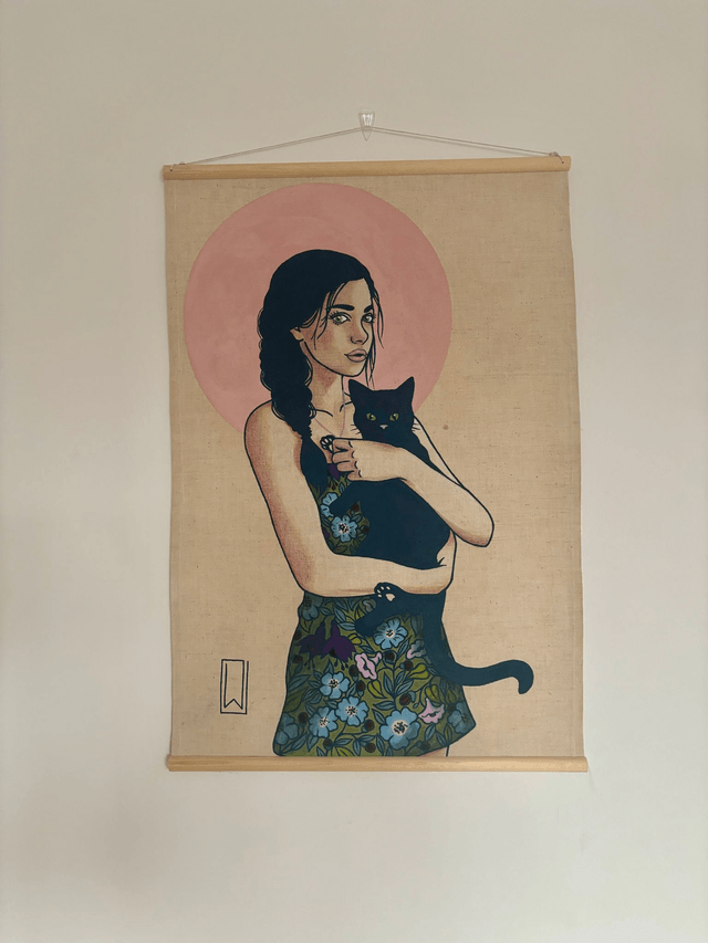 Collection 7 Vies, rose et chat noir