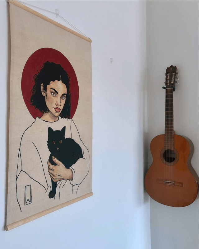Collection 7 Vies, burgundy et chat noir
