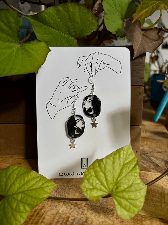 &quot;Têtes dans les étoiles&quot; Boucles d&#039;Oreilles