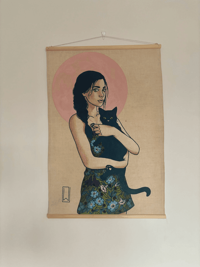 Collection 7 Vies, rose et chat noir